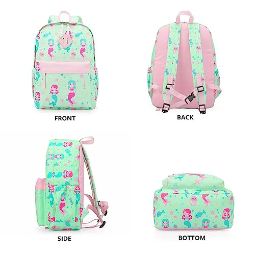 KK CRAFTS Preschool Backpack Kindergarten Little Kids Toddler Elementary School Backpacks for Boys and Girls with Chest Strap15Inch Green Mermaid - Image 3