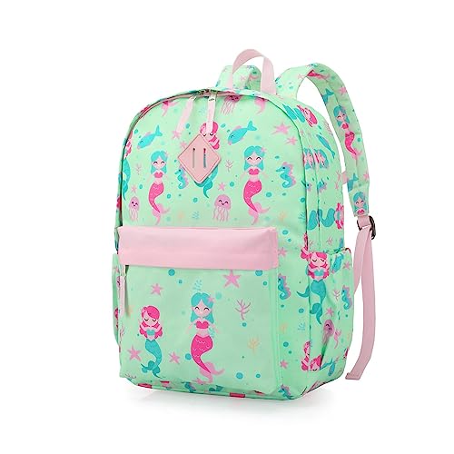 KK CRAFTS Preschool Backpack Kindergarten Little Kids Toddler Elementary School Backpacks for Boys and Girls with Chest Strap15Inch Green Mermaid - Image 1