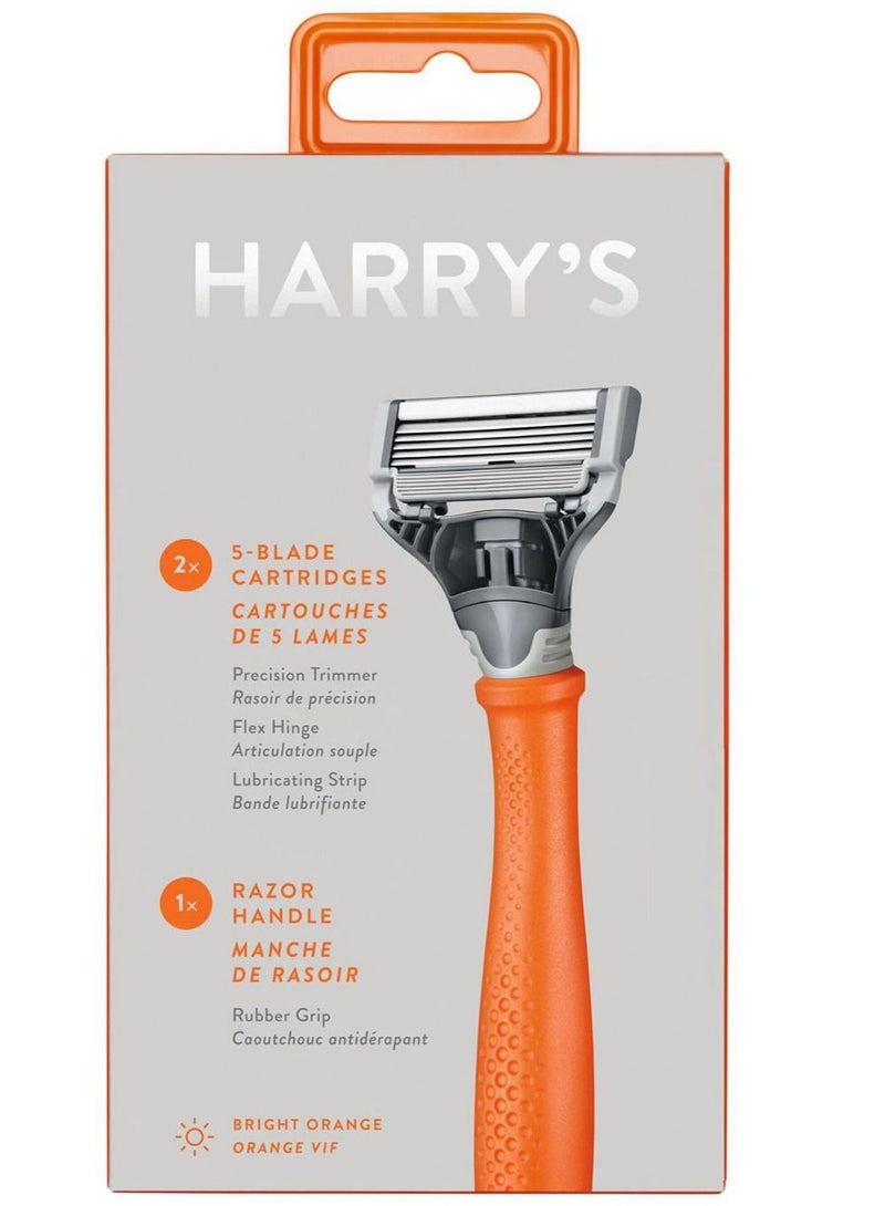 Harry's ماكينة حلاقة للرجال بخمس شفرات مع خرطوشتين باللون البرتقالي اللامع - Image 1