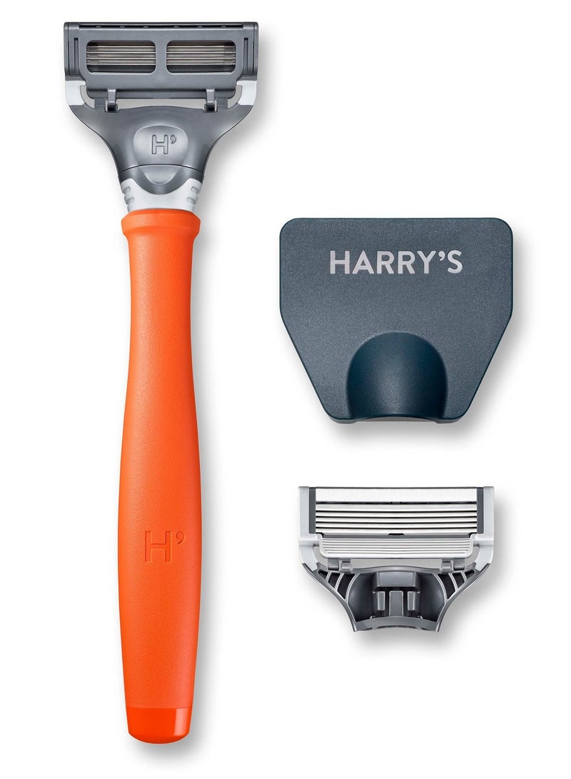 Harry's ماكينة حلاقة للرجال بخمس شفرات مع خرطوشتين باللون البرتقالي اللامع - Image 3