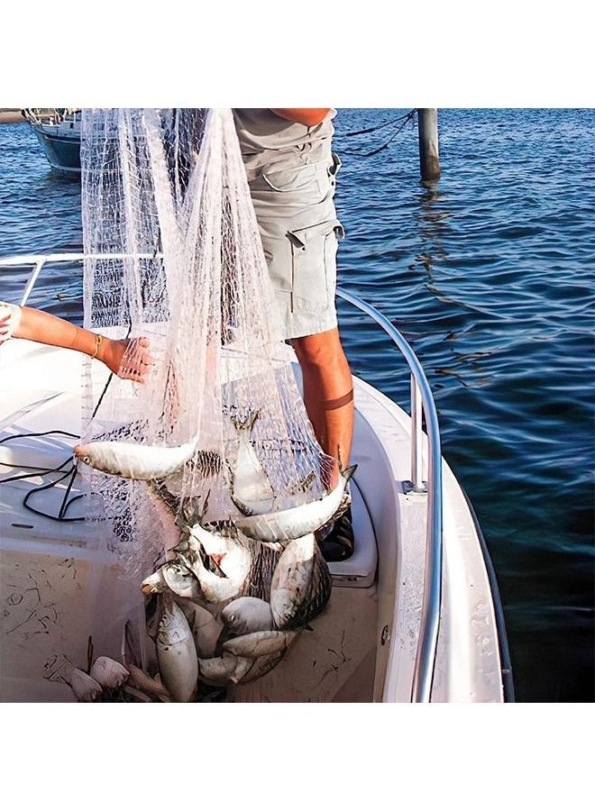 شو وو شبكة صيد معلقة من الفولاذ 240 من النايلون أحادي الخيوط على الطراز الأمريكي، شبكة صيد يدوية للاستخدام الخارجي مع أوزان ثقيلة لفخ الطعم للأسماك - Image 3