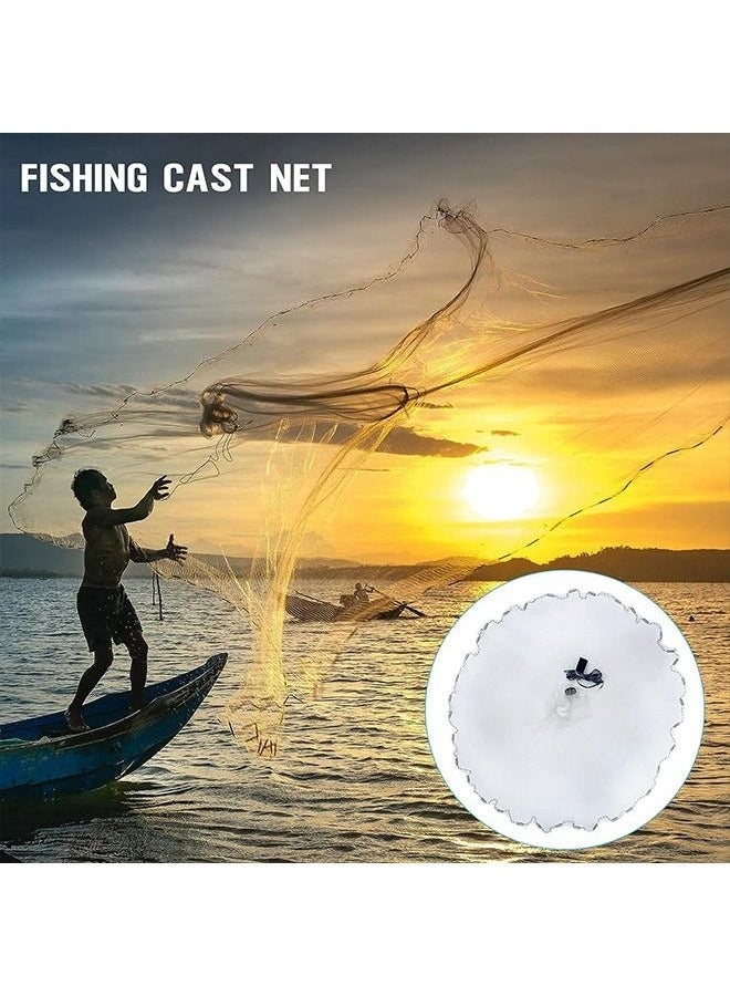 شو وو شبكة صيد معلقة من الفولاذ 240 من النايلون أحادي الخيوط على الطراز الأمريكي، شبكة صيد يدوية للاستخدام الخارجي مع أوزان ثقيلة لفخ الطعم للأسماك - Image 2