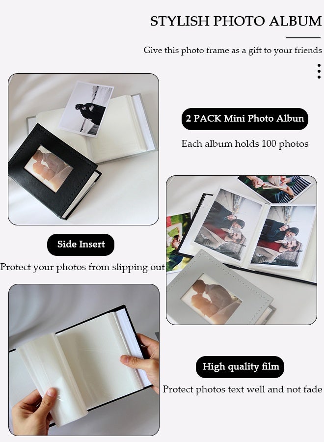 DUNISO ألبوم صور مكون من قطعتين، مع نافذة عرض للصور، تخزين صور الأطفال الكرتونية مع 100 صفحة لكل منها، إطار كبير السعة من الجلد، حافظة صور، ألبوم صور كهدية - Image 4