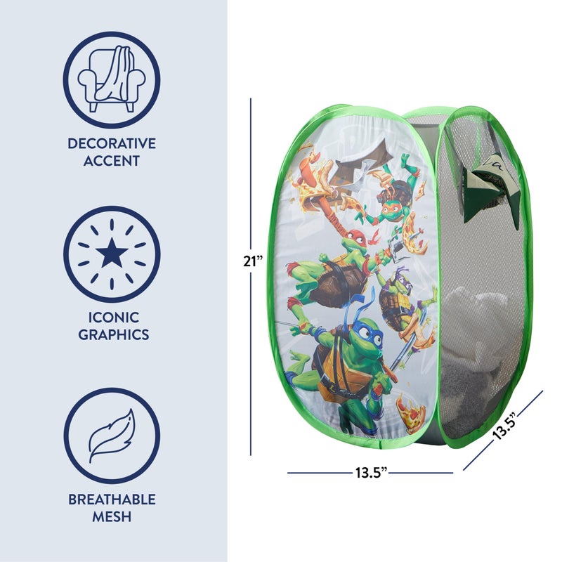 Idea Nuova Teenage Mutant Ninja Turtles: Mutant Mayhem Pop-Up Hamper with Durable Handles, Kids Laundry & Room Storage Organizer, 21â€H x 13.5â€W x 13.5â€L - Image 3