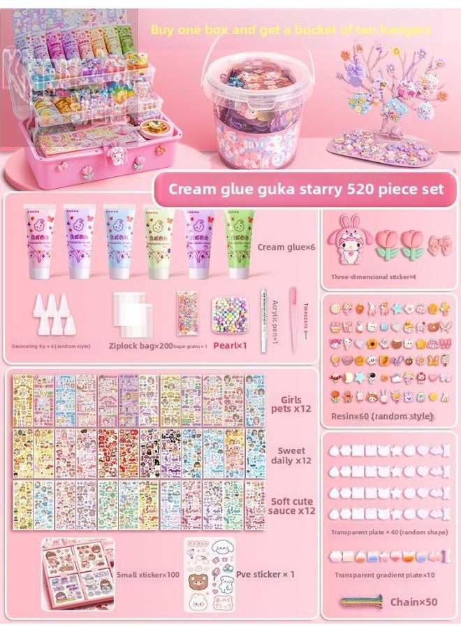 Generic - Guka Full Set Cream Gum Guka Toy Handmade Diy Children Guta Guka Set Box Cool Capka Cuka Stickers-Color:[Buy A Box And Send A Bucket + Display Stand] 520 Pieces Of Cream Glue Goo Card Package (send Three-dimensional Stickers +100 Hand Account Stickers) - Image 1