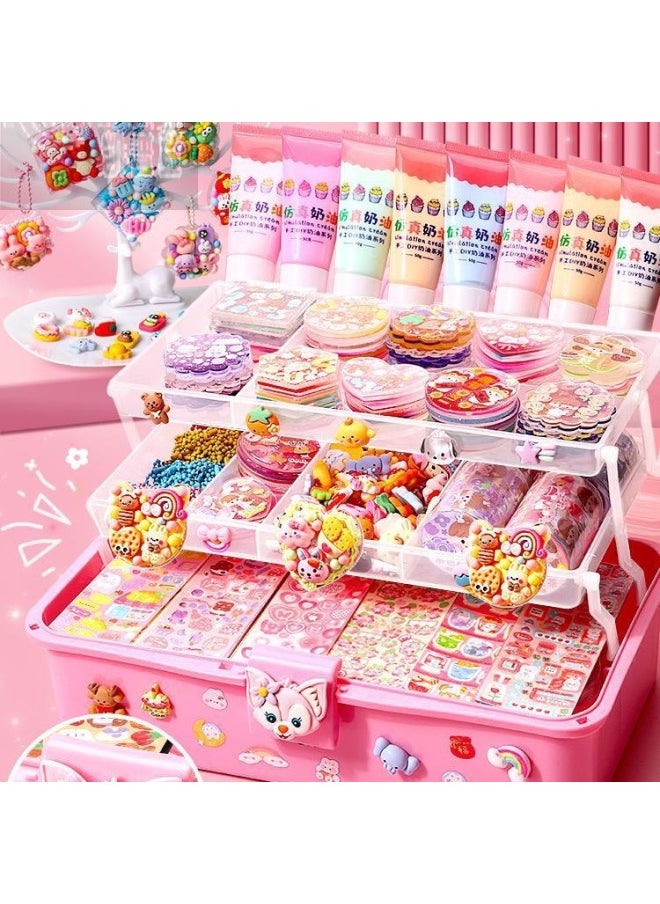 Generic - Guka Full Set Cream Gum Guka Toy Handmade Diy Children Guta Guka Set Box Cool Capka Cuka Stickers-Color:[Buy A Box And Send A Bucket + Display Stand] 520 Pieces Of Cream Glue Goo Card Package (send Three-dimensional Stickers +100 Hand Account Stickers) - Image 1