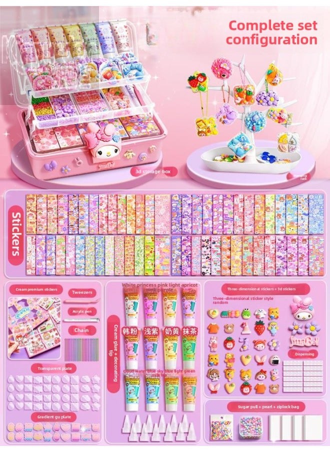 Generic - Guka Full Set Cream Gum Guka Toy Handmade Diy Children Guta Guka Set Box Cool Capka Cuka Stickers-Color:[Buy A Box And Send A Bucket + Display Stand] 520 Pieces Of Cream Glue Goo Card Package (send Three-dimensional Stickers +100 Hand Account Stickers) - Image 1