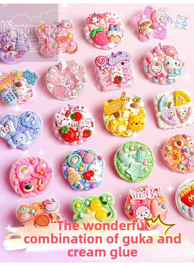 Generic - Guka Full Set Cream Gum Guka Toy Handmade Diy Children Guta Guka Set Box Cool Capka Cuka Stickers-Color:[Buy A Box And Send A Bucket + Display Stand] 520 Pieces Of Cream Glue Goo Card Package (send Three-dimensional Stickers +100 Hand Account Stickers) - Image 1