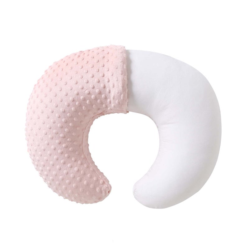 QUENESS Nursing Pillow and Positioner Breastfeeding Bottle Feeding Baby Sitting Support with Removable Ultra Soft Cover Tummy Time Support for Baby Boys and Girls Lightpink