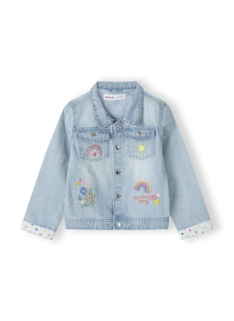 MINOTI Kids Girls Embroidered Denim Jacket