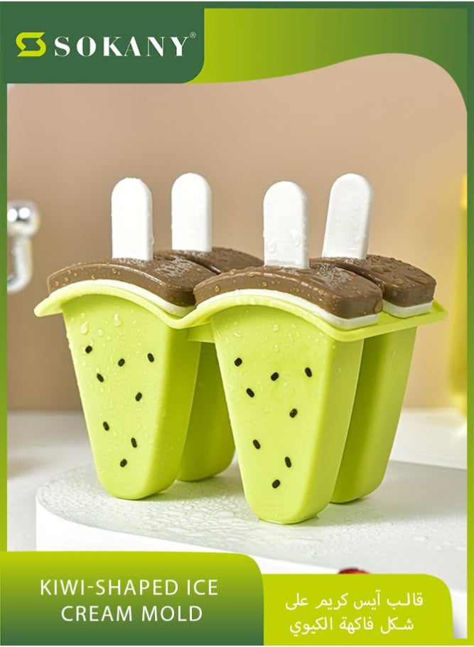 Popsicle Mold, Jelly Popsicle Maker with Lid, for Homemade Popsicles, Suitable for Home Use, Creative Shapes, Easy to Demold, a Must-Have for Popsicles, for Home Use, Creative Popsicle Molds, Watermelon/Kiwi Two Shapes