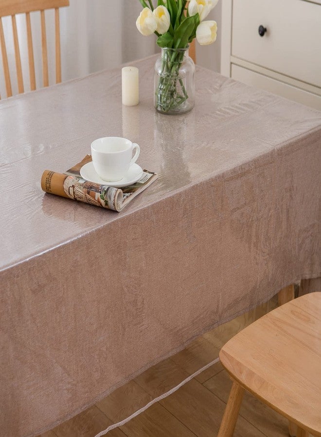 Pioggia مفرش طاولة فينيل شفاف شديد التحمل من بيوجيا، بحواف مخيطة، مقاوم للماء والزيوت والبقع، غطاء طاولة بلاستيكي واقٍ - Image 4