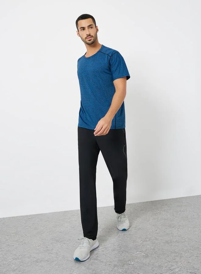 Styli Active Men Blue Acid Wash Quick Dry Textured Training T-Shirt