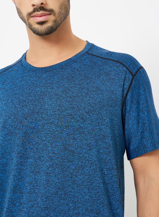 Styli Active Men Blue Acid Wash Quick Dry Textured Training T-Shirt - Image 3