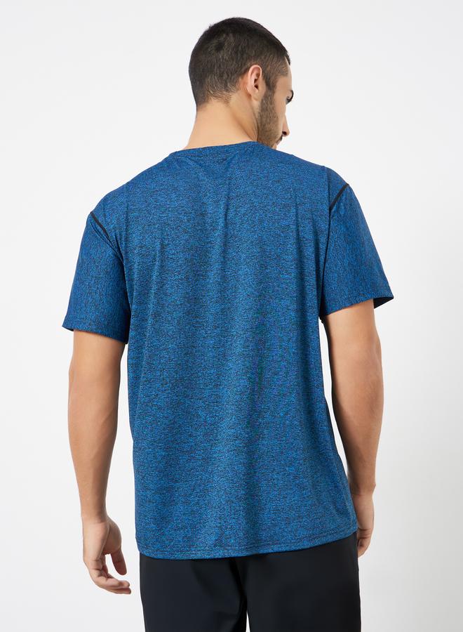 Styli Active Men Blue Acid Wash Quick Dry Textured Training T-Shirt - Image 4