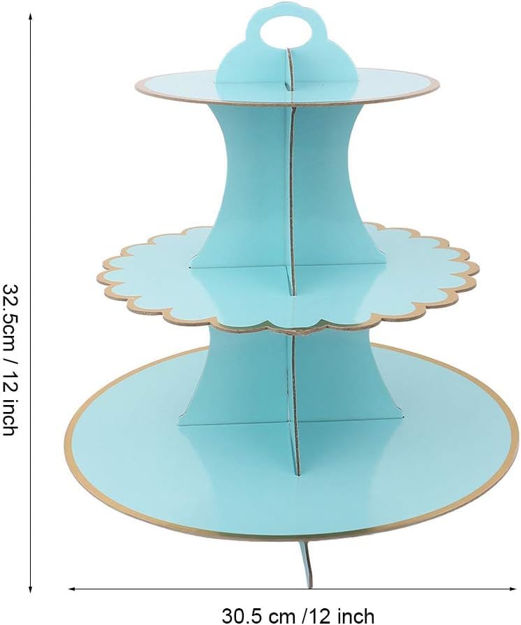 Partysanthe 3 Tier Layer Cupcake Paper Stand Display Rack Cupcake stand Birthday Wedding Party Supplies (Blue) 1 PCS - Image 4
