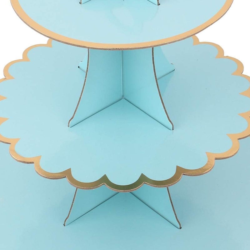 Partysanthe 3 Tier Layer Cupcake Paper Stand Display Rack Cupcake stand Birthday Wedding Party Supplies (Blue) 1 PCS - Image 5