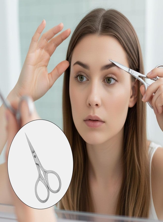 مقص صغير من الفولاذ المقاوم للصدأ بمقبض محكم، مقص صغير للحواجب، مقص دقيق للعناية الشخصية، للحواجب، شعر الوجه واللحية، للأعمال الفنية والحرفية، قطعتان - Image 3