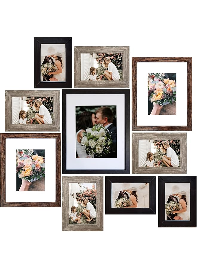 The Bros Picture Frames Collage, Gallery Wall Frame Set with 11x14 8x10 5x7 4x6 Frames in 3 Different Finishes, Set of 10 - Image 1