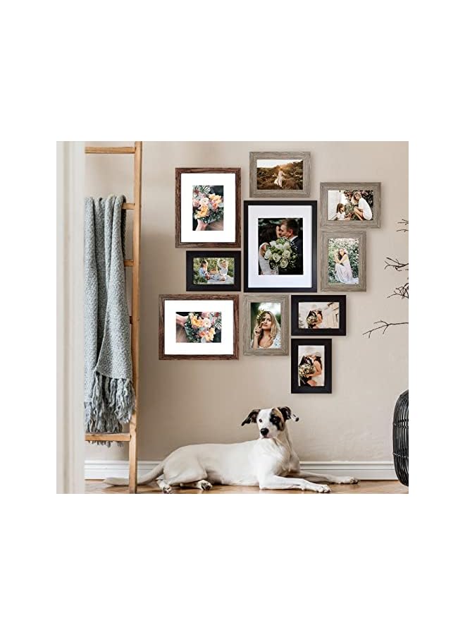 The Bros Picture Frames Collage, Gallery Wall Frame Set with 11x14 8x10 5x7 4x6 Frames in 3 Different Finishes, Set of 10 - Image 3