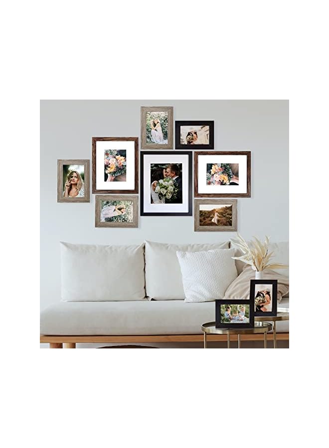 The Bros Picture Frames Collage, Gallery Wall Frame Set with 11x14 8x10 5x7 4x6 Frames in 3 Different Finishes, Set of 10 - Image 5