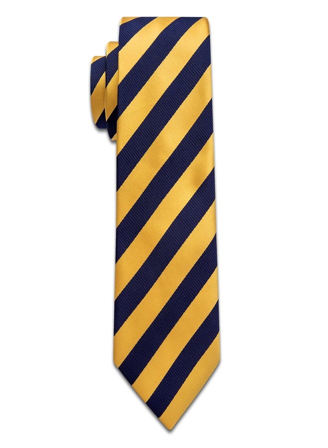 YourTies Striped Ties for Men Classic Woven Silk Necktie with Handkerchief Cufflinks Set Formal Business Party Wedding, A Yellow Blue Striped, One size - Image 5