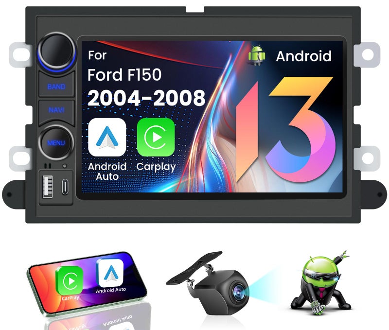 Fortdows [4GB+64GB] Car Radio for Ford F150 2004-2008: 7'' Touch Screen Stereo with Wireless CarPlay & Android Auto BT5.0 5GWiFi GPS FM RDS SWC Backup Camera - Image 1
