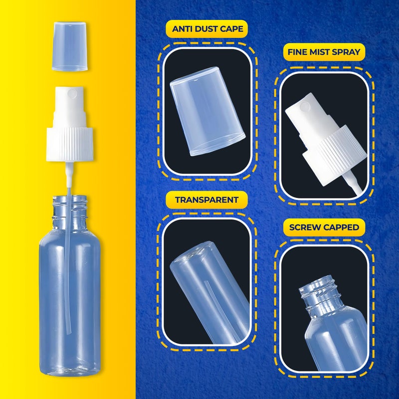 Symbah Small Spray bottle 50ml atomiser empty clear fine mist plastic Refillable spray bottles for Traveling, Make-up, Skincare Cleaning Liquids (3 PCS) with Funnel - Image 4