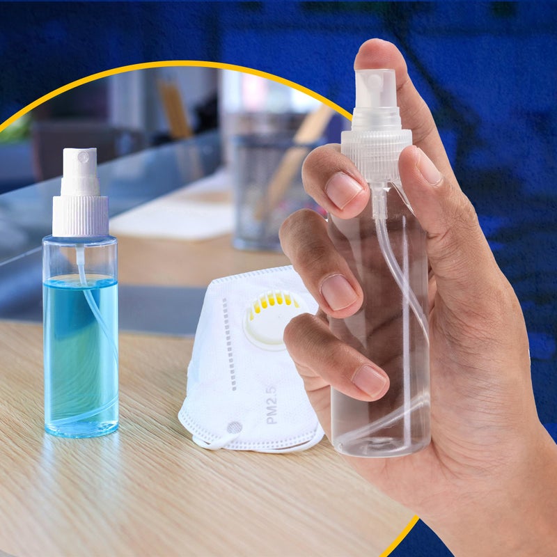 Symbah Small Spray bottle 50ml atomiser empty clear fine mist plastic Refillable spray bottles for Traveling, Make-up, Skincare Cleaning Liquids (3 PCS) with Funnel - Image 3