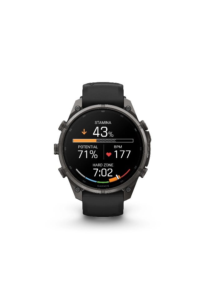 Garmin Fenix 9 Pro - 47 mm - Carbon Gray DLC Titanium with Black/Pebble Grey Silicone Band Carbon Gray DLC Titanium with Black/Pebble Gray band - Image 4