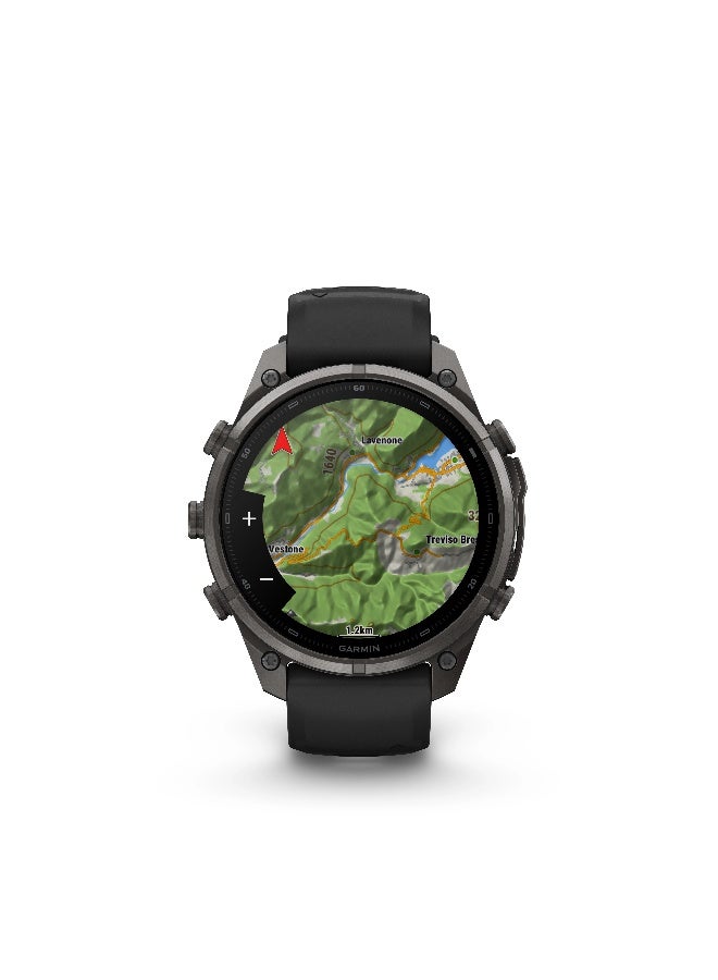 Garmin Fenix 9 Pro - 47 mm - Carbon Gray DLC Titanium with Black/Pebble Grey Silicone Band Carbon Gray DLC Titanium with Black/Pebble Gray band - Image 3