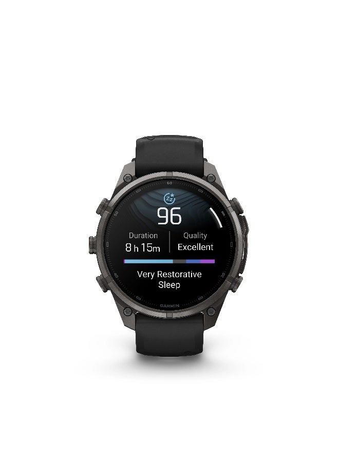 Garmin Fenix 9 Pro - 47 mm - Carbon Gray DLC Titanium with Black/Pebble Grey Silicone Band Carbon Gray DLC Titanium with Black/Pebble Gray band - Image 5