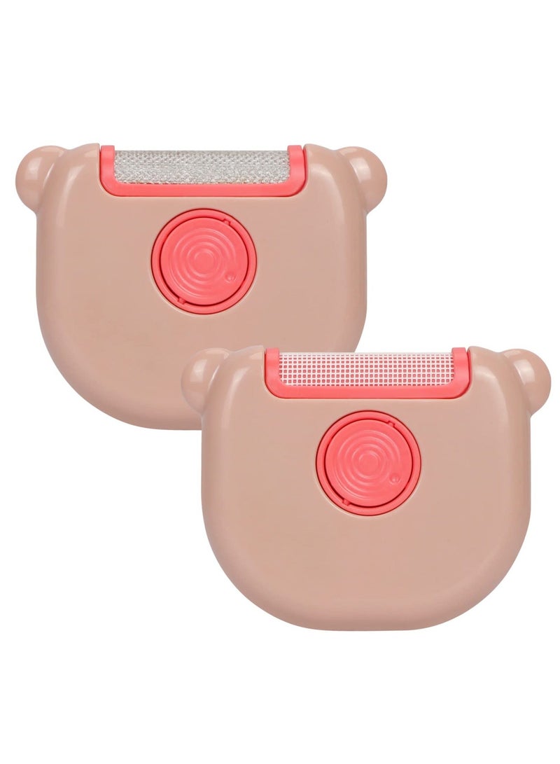Y&D 3 in1 Lint Remover, Mini Pet Hair Portable Fuzz Remover Fabric Shaver, Brush for Removing Clothes Lint/Dog Hair/Cat Hair-Pink+Pink (2 Pack) - Image 1