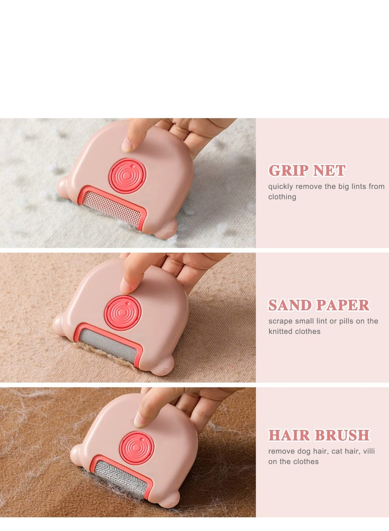 Y&D 3 in1 Lint Remover, Mini Pet Hair Portable Fuzz Remover Fabric Shaver, Brush for Removing Clothes Lint/Dog Hair/Cat Hair-Pink+Pink (2 Pack) - Image 5