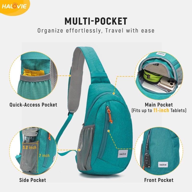 HALOVIE Anti Theft Crossbody Sling Bag RFID Travel Sling Backpack Lightweight Hiking Shoulder Chest Bag for Walking Work - Image 3