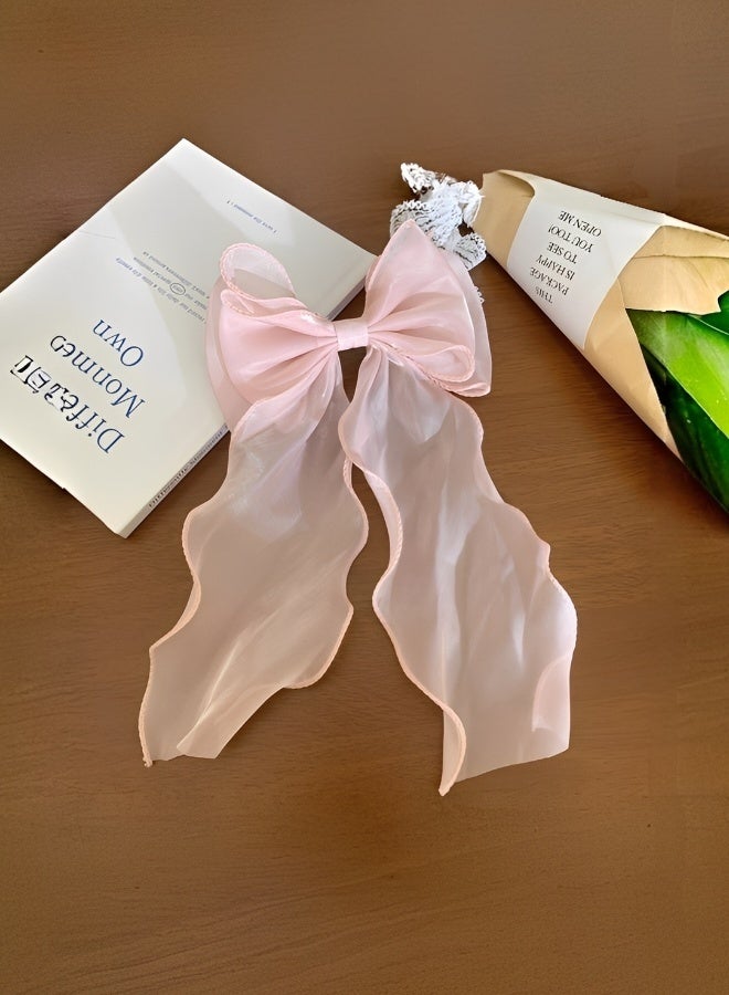 4 Pieces Gauze Cute and Beautiful Bow Hair Accessories for Women Girls Charming color Blue Pink Apricot and Purple - Image 2