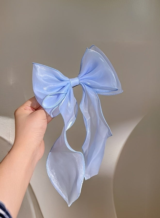 4 Pieces Gauze Cute and Beautiful Bow Hair Accessories for Women Girls Charming color Blue Pink Apricot and Purple - Image 5