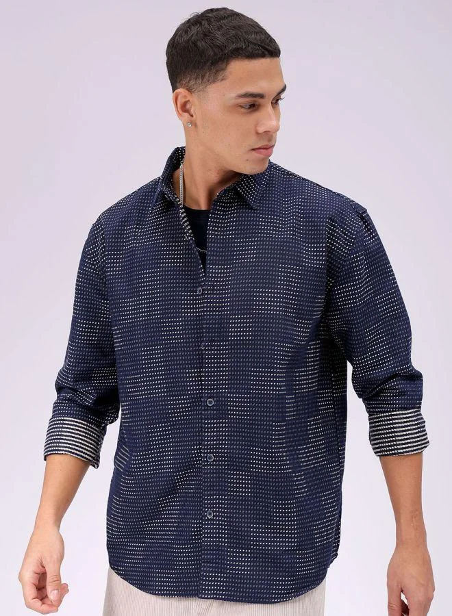 ذا انديان كراج كو Men Relaxed Fit Solid Full Sleeves Cutaway Collar Resort Wear Shirt
