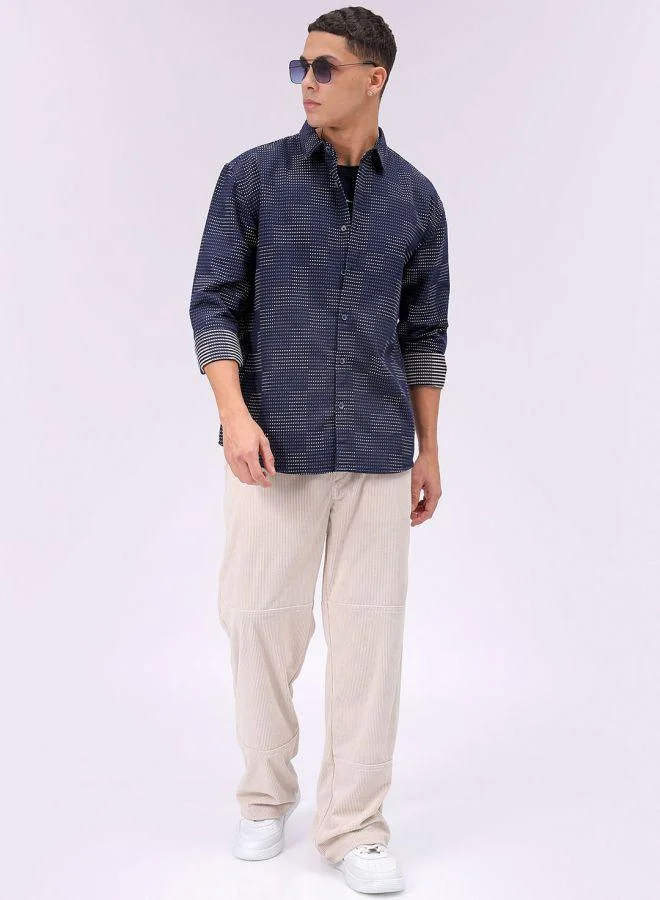 ذا انديان كراج كو Men Relaxed Fit Solid Full Sleeves Cutaway Collar Resort Wear Shirt
