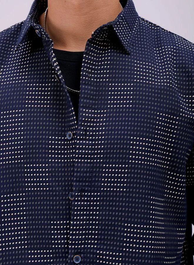 ذا انديان كراج كو Men Relaxed Fit Solid Full Sleeves Cutaway Collar Resort Wear Shirt