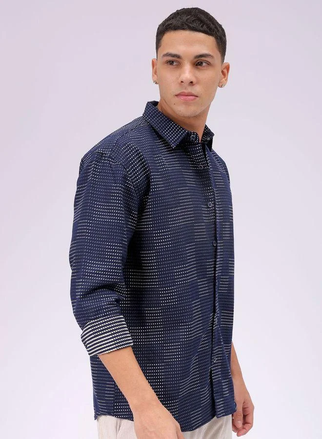 ذا انديان كراج كو Men Relaxed Fit Solid Full Sleeves Cutaway Collar Resort Wear Shirt