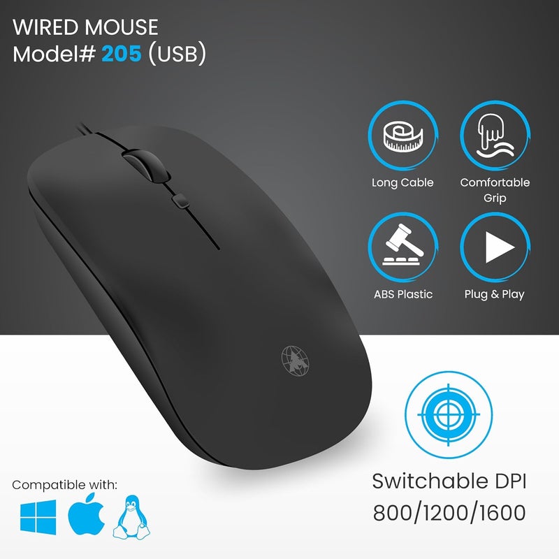 ProDot 5-in-1 Wired Combo Pack | 247s Wired Keyboard + Palm Optical Mouse with Adjustable DPI + 4 in1 Port USB Hub + USB Type-A to Type-C OTG + Anti-Slip Mouse Pad | for Laptop/Desktop - Image 2