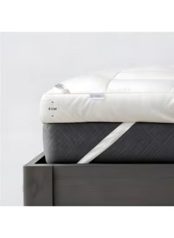 ريست REST Mattress Topper- Super Soft 100x200x8cm White 900GSM Fluffy Hotel Bed Mattress Lightweight Comfortable Breathable Thick Mattress Pad With Elastic Bands - Image 4