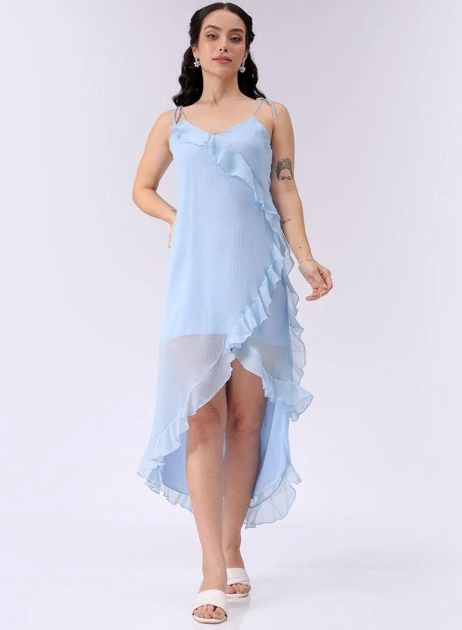 Freehand  Women Fit and Flared Solid V-Neck Sleeveless Asymmetric Dress for Women | Best Price UAE