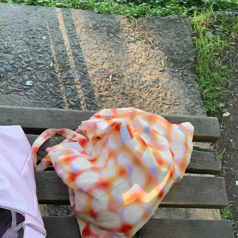 حقيبة كتف فرنسية بقماش منقش مربعات - Image 3