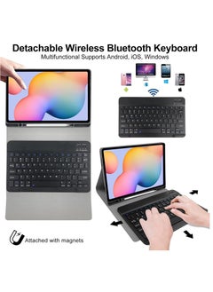 ELTRAZONE Keyboard Case for Samsung Galaxy Tab S6 Lite 10.4'' (SM-P610/P615/P613/P619,2020/2022),  Leather Folio Cover with Detachable Magnetically Bluetooth Keyboard with S-Pen Holder, Black  - Image 3