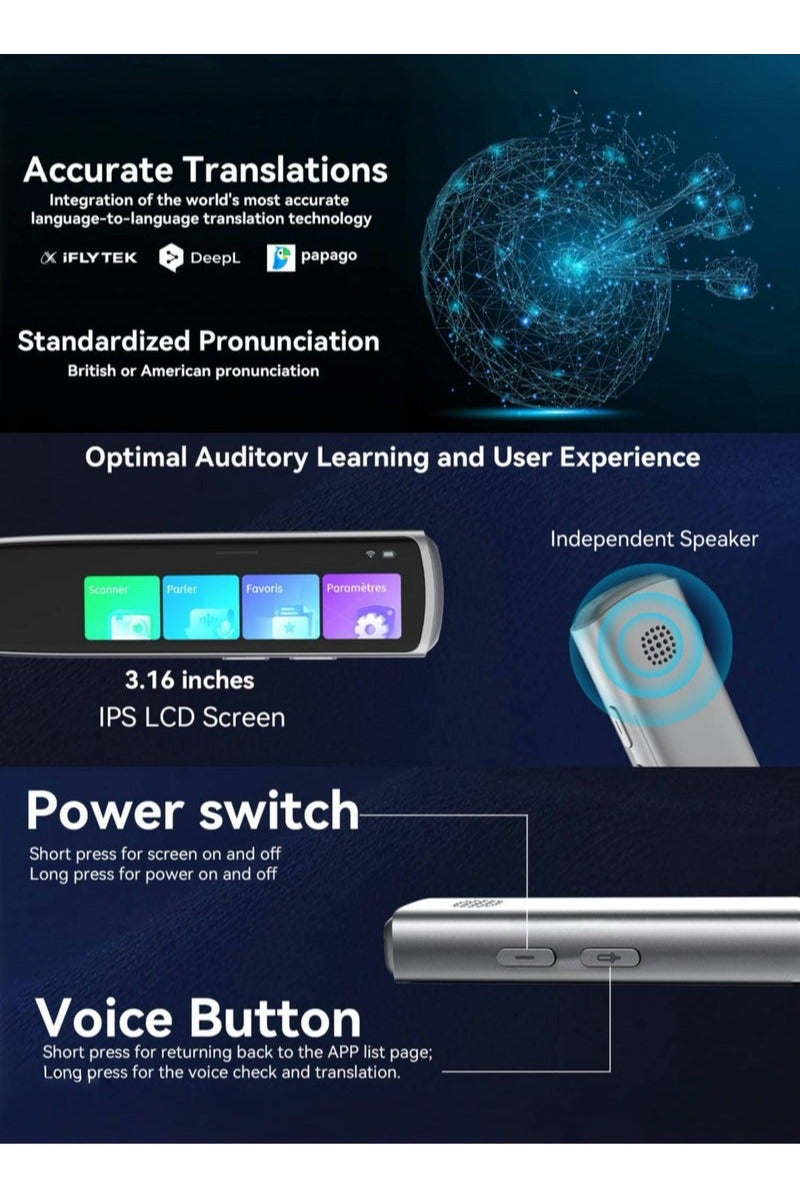 iFLYTEK Scanning Translation Pen, Smart Dictionary Pen with Built-in Collins Dictionary, Support Multilingual Translation & Pronunciation Guide, Suitable for Language Learning - Image 5