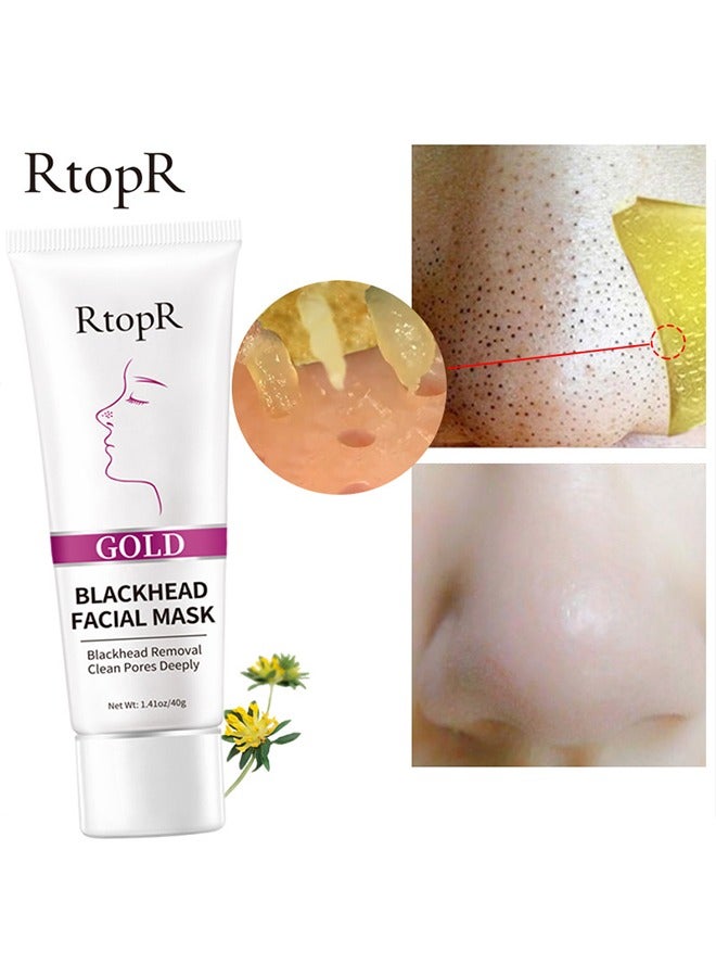 RtopR Gold Blackhead Remover Mask,For All Skin Types,Deep Cleansing Blackheads, Dirts, Pores,Peel off Facial Mask Nose strips 40g - Image 1