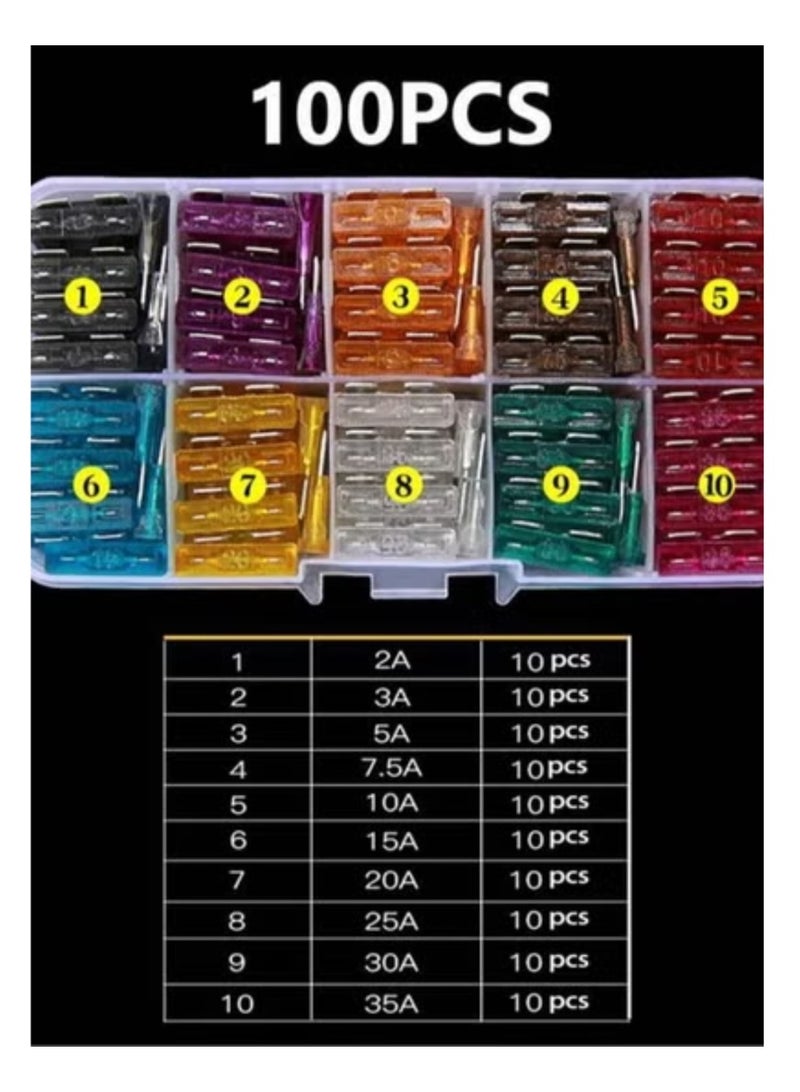 Assorted car fuse kit, 100 pieces with a storage box. - Image 2