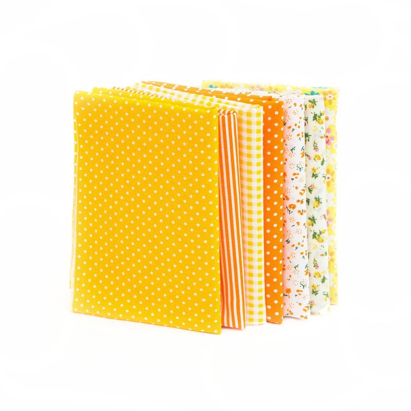 RayLineDo 7pcs 50  50cm Different Pattern Patchwork Fabric Craft Printed Cotton Material Mixed Squares Bundle Quilting Scrapbooking Sewing Artcraft DIY Fabric Yellow Series
